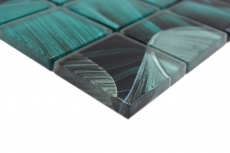 Mosaïque de verre Forêt pluviale Vert Noir Feuilles Optique MOS88-Pic05