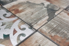 Mosaïque de verre Piastrella Vintage Patchwork beige imitation bois Ornement MOS160-W750