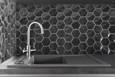 Acier inoxydable Hexagon Mosaic Carreaux 3D Acier Tungstène brillant/mat MOS128-PL