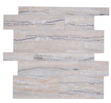 Tapis mosaïque autocollant vinyle aspect pierre blanc gris or Rectangulaire MOS200-SP06