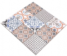 Tapis mosaïque autocollant vinyle aspect carrelage espagnol ornement multicolore MOS200-S1406