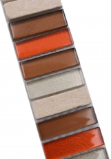 Pierre naturelle Carreaux de mosaïque Mosaïque de verre Bordure beige marron brillant mur sol cuisine salle de bain douche - MOS92-BO1110_f
