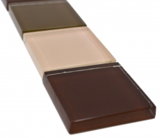 Mosaïque de verre Carreaux de mosaïque de verre bordure de verre beige marron brillant mur cuisine salle de bain douche MOS92-BO19482