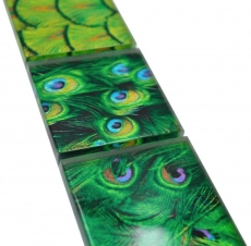 Mosaïque Borde bordures Mosaïque de verre monde animal paon vert foncé vert clair jaune MOS78BOR-W88
