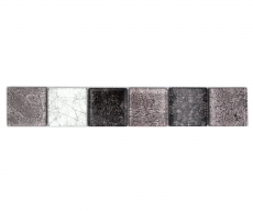 Mosaïque Borde Bordures Carreaux de verre Mosaïque Argent Noir Structure MOS126BOR-1784