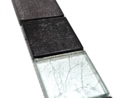 Mosaïque Borde Bordures Carreaux de verre Mosaïque Argent Noir Structure MOS126BOR-1784
