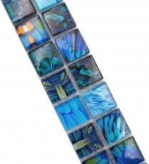 Mosaïque Bordures Mosaïque de verre Monde animal BIRD bleu clair bleu foncé MOS68BOR-WL74