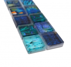 Mosaïque Bordures Mosaïque de verre Monde animal BIRD bleu clair bleu foncé MOS68BOR-WL74