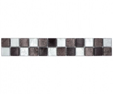 Mosaïque Borde Bordüre Carreau de verre Mosaïque argentée noire Structure MOS126BOR-1783