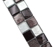 Mosaïque Borde Bordüre Carreau de verre Mosaïque argentée noire Structure MOS126BOR-1783