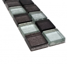 Mosaïque Borde Bordüre Carreau de verre Mosaïque argentée noire Structure MOS126BOR-1783