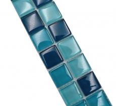 Mosaïque Borde Bordures Mosaïque de verre mix bleu pétrole turquoise MOS88BOR-XCE95
