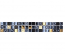 Mosaïque Borde Bordüre Mosaïque de verre Pierre naturelle revêtue noir or MOS92BOR-650