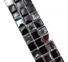 Mosaïque Bordures Mosaïque de verre Acier mix noir et insert métallique MOS92BOR-0304
