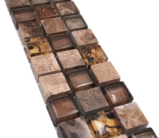 Mosaïque Borde bordure Mosaïque de verre pierre naturelle mix beige brun emperador MOS92BOR-1303
