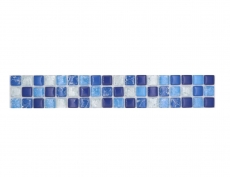 Mosaïque Borde Bordüre Mosaïque de verre brisée mix blanc bleu MOS92BOR-0104