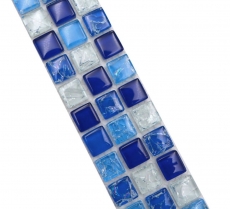Mosaïque Borde Bordüre Mosaïque de verre brisée mix blanc bleu MOS92BOR-0104