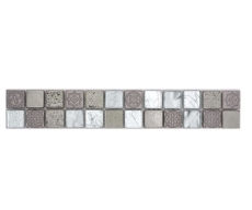 Mosaïque Borde Bordüre Mosaïque de verre Resin mix structure argentée MOS83BOR-CB33
