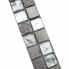 Mosaïque Borde Bordüre Mosaïque de verre Resin mix structure argentée MOS83BOR-CB33