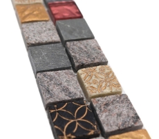 Mosaïque Borde Bordure Mosaïque de verre Pierre mix gris or noir MOS83BOR-0207