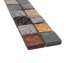Mosaïque Borde Bordure Mosaïque de verre Pierre mix gris or noir MOS83BOR-0207