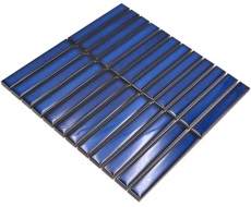 Mosaïque céramique bleu cobalt brillant aspect baguettes Carreau de cuisine Miroir de salle de bain Mur de douche MOS24-S40_f