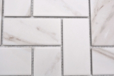 Mosaïque céramique blanche mate aspect pierre Carreau de cuisine Miroir de salle de bain Paroi de douche MOS24-1112_f