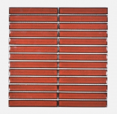 Mosaïque céramique rouge brillant aspect bâtonnets Carreau de cuisine Miroir de salle de bain Paroi de douche MOS24-CS56_f
