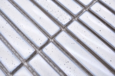 Mosaïque céramique blanche brillante aspect baguettes Carreau de cuisine Miroir de salle de bain Paroi de douche MOS24-CS66_f