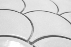 Mosaïque céramique blanc brillant aspect éventail Carreau de cuisine Miroir de salle de bain Paroi de douche MOS13-FS1_f