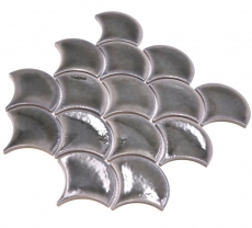 Mosaïque céramique gris foncé brillant aspect éventail Carreau de cuisine Miroir de salle de bain Paroi de douche MOS13-FS7_f