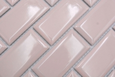 Mosaïque céramique rose pâle brillant aspect métro Carreau de cuisine Miroir de salle de bain Paroi de douche MOS24-11T_f
