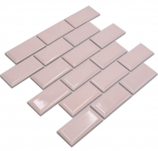 Mosaïque céramique rose pâle brillant aspect métro Carreau de cuisine Miroir de salle de bain Paroi de douche MOS24-11T_f