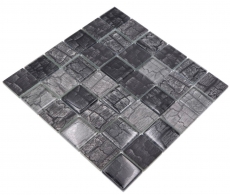 Carreau de mosaïque Mosaïque de verre mix vert/pétrole brillant aspect floral Carreau de mosaïque mur de cuisine miroir salle de bain mur de douche MOS88-88P_f