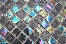 Carreau de mosaïque Mosaïque de verre iridium bleu noir brillant Carreau de mosaïque Mur de cuisine Miroir de salle de bain Mur de douche MOS65-S65_f