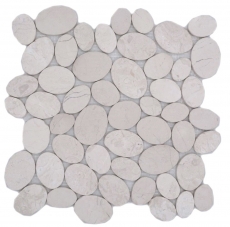 Mosaïque de pierre naturelle Carreaux mix blanc/bleu/orange/gris mat aspect galet Carreau de mosaïque Mur de cuisine Miroir de salle de bain Mur de douche MOS30-0101_f