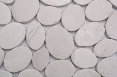 Mosaïque de pierre naturelle Carreaux mix blanc/bleu/orange/gris mat aspect galet Carreau de mosaïque Mur de cuisine Miroir de salle de bain Mur de douche MOS30-0101_f