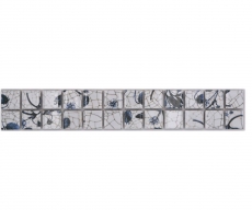 Bordure Borde Mosaïque mix blanc/bleu brillant aspect Delft Carreau de mosaïque Mur de cuisine Miroir de salle de bain Mur de douche MOS18DBOR-1404_f
