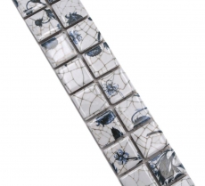 Bordure Borde Mosaïque mix blanc/bleu brillant aspect Delft Carreau de mosaïque Mur de cuisine Miroir de salle de bain Mur de douche MOS18DBOR-1404_f