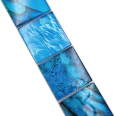 Bordure Borde Mosaïque bleu brillant aspect vie sauvage Mosaïque mur cuisine Miroir salle de bain Mur douche MOS78BOR-W78_f
