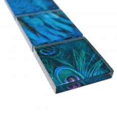 Bordure Borde Mosaïque bleu brillant aspect vie sauvage Mosaïque mur cuisine Miroir salle de bain Mur douche MOS78BOR-W78_f
