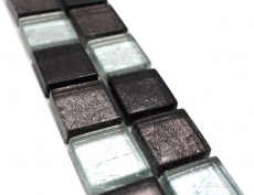 Bordure Borde Mosaik mix argent/ noir brillant Carreau de mosaïque mur de cuisine Miroir de salle de bain Mur de douche MOS126BOR-1783_f