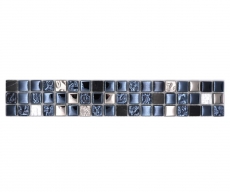 Bordures Mosaïque noir avec argent brillant Mosaïque mur cuisine Miroir salle de bain MOS92BOR-660_f