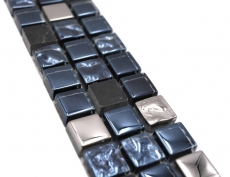 Bordures Mosaïque noir avec argent brillant Mosaïque mur cuisine Miroir salle de bain MOS92BOR-660_f