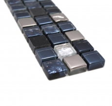Bordures Mosaïque noir avec argent brillant Mosaïque mur cuisine Miroir salle de bain MOS92BOR-660_f