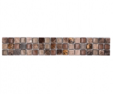 Bordure Borde Mosaïque mix beige/brun brillant Carreau de mosaïque mur de cuisine Miroir de salle de bain Mur de douche MOS92BOR-1303_f