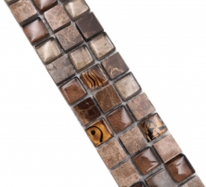 Bordure Borde Mosaïque mix beige/brun brillant Carreau de mosaïque mur de cuisine Miroir de salle de bain Mur de douche MOS92BOR-1303_f