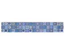 Bordure Borde Mosaïque bleu mat aspect rétro Carreau de cuisine Miroir de salle de bain Paroi de douche MOS78BOR-RB33_f