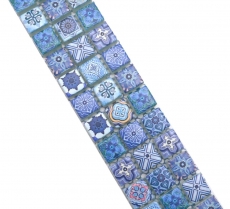 Bordure Borde Mosaïque bleu mat aspect rétro Carreau de cuisine Miroir de salle de bain Paroi de douche MOS78BOR-RB33_f