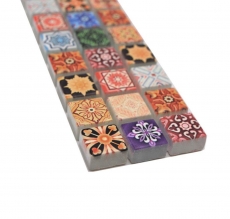 Bordure Borde Mosaïque multicolore mat aspect rétro Carreau de cuisine Miroir de salle de bain Paroi de douche MOS78BOR-RB83_f